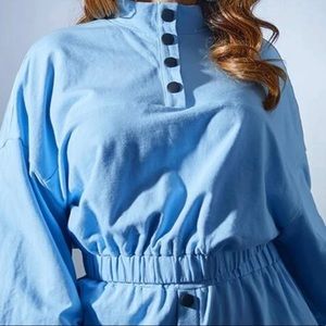 Half Button Crop Sweatshirt